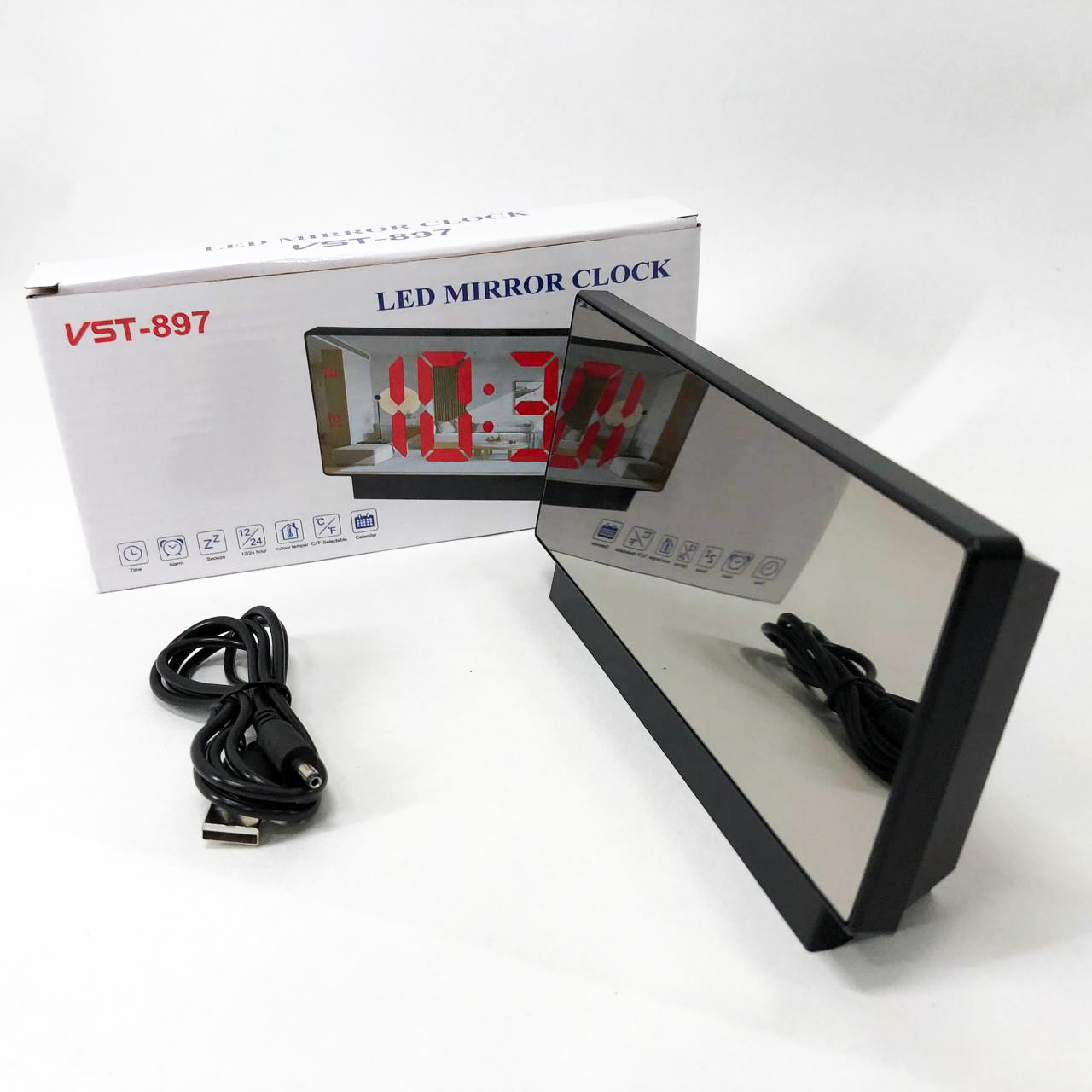Электронные настольные LED часы от USB VST-897-4 с будильником и термометром