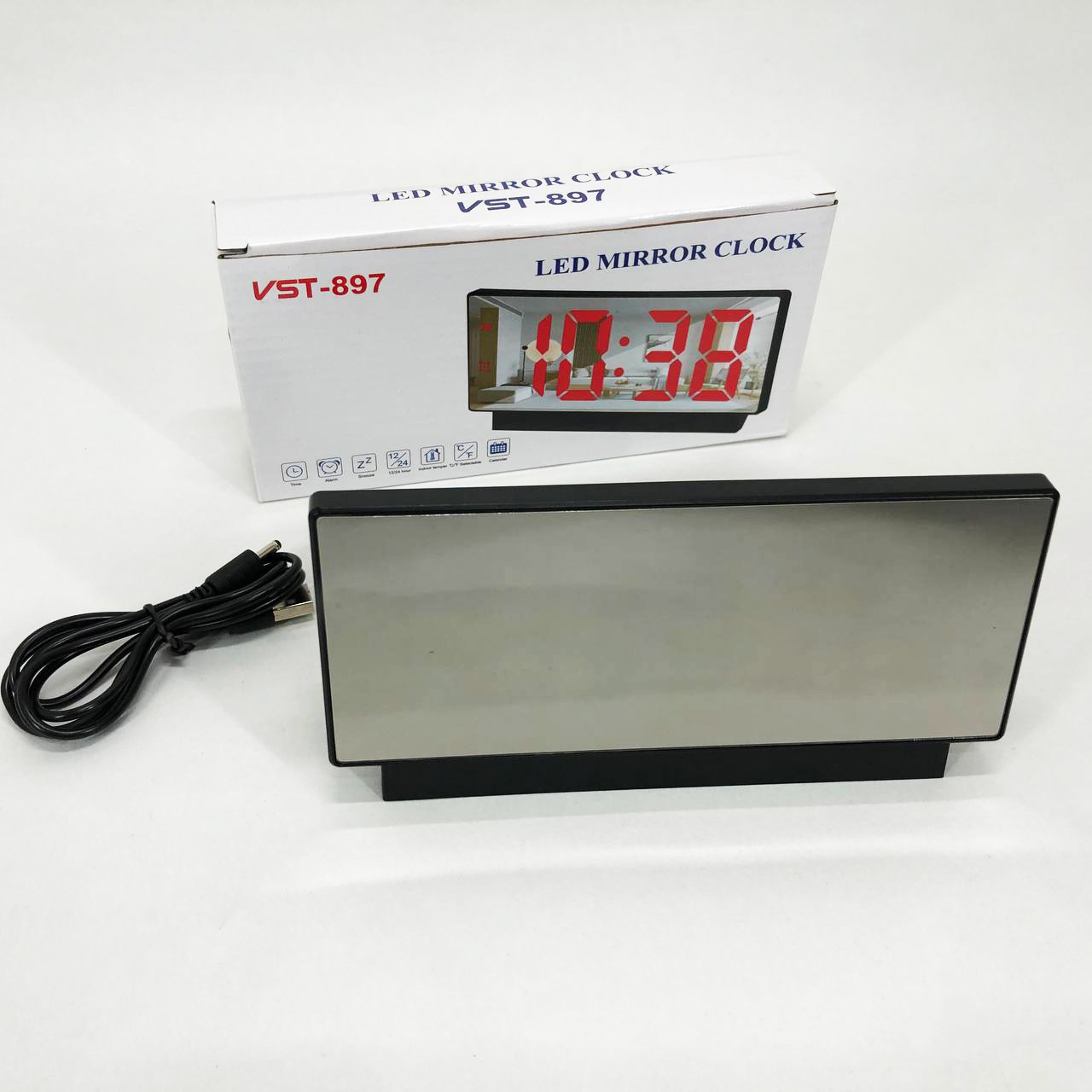Электронные настольные LED часы от USB VST-897-4 с будильником и термометром