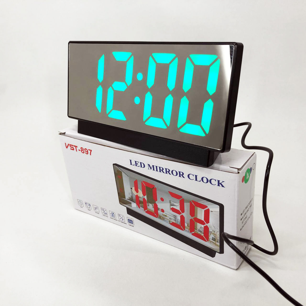 Электронные настольные LED часы от USB VST-897-4 с будильником и термометром