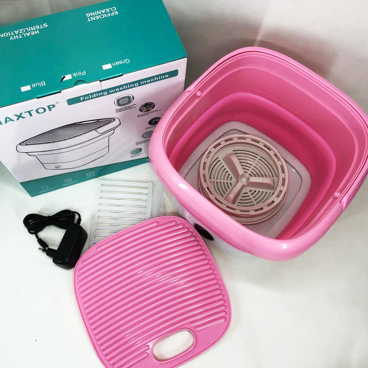 Складная стиральная машина MAXTOP machine, Стиральная машина для дачи без водопровода. Цвет: розовый