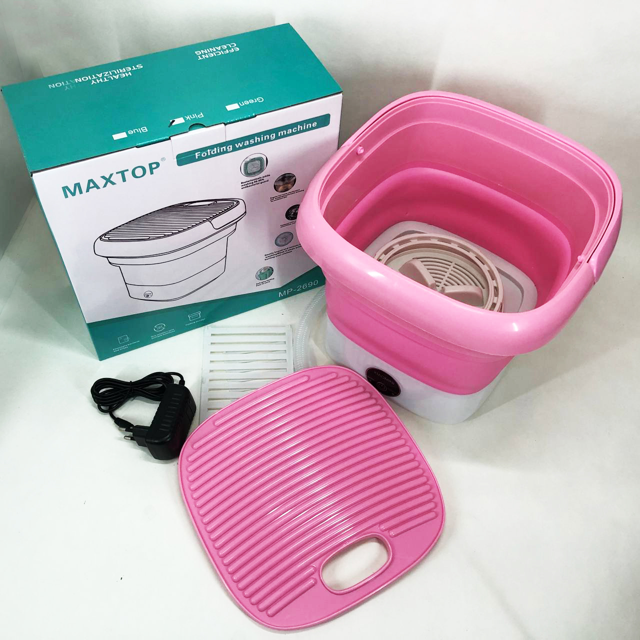 Складная стиральная машина MAXTOP machine, Стиральная машина для дачи без водопровода. Цвет: розовый
