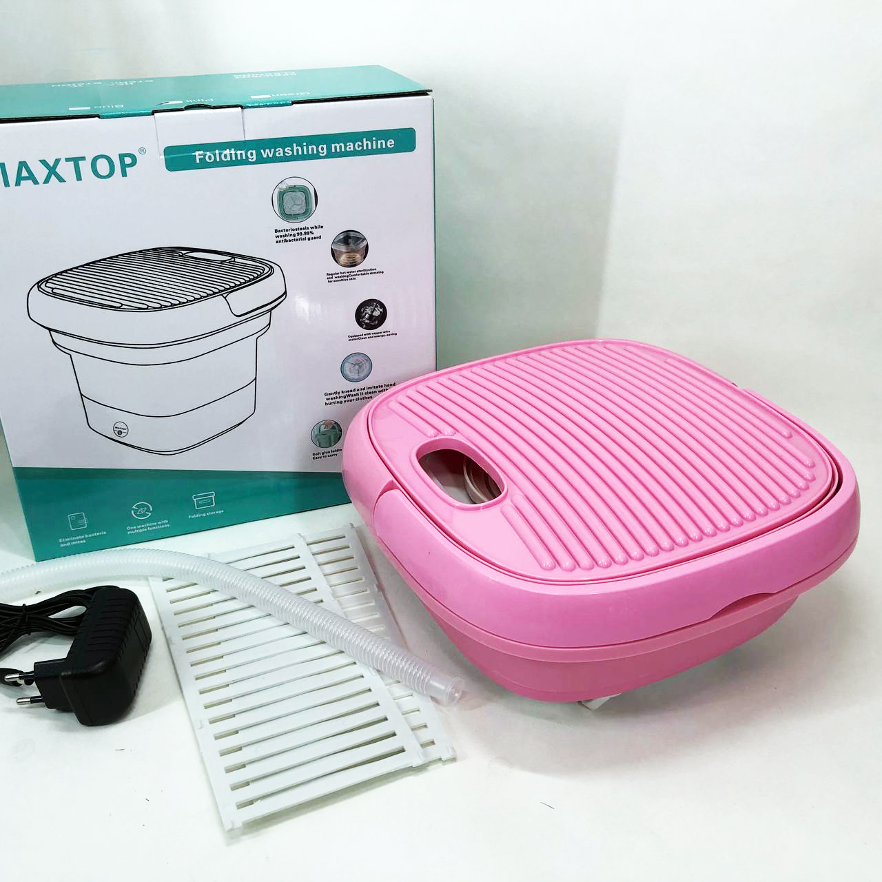 Складная стиральная машина MAXTOP machine, Стиральная машина для дачи без водопровода. Цвет: розовый