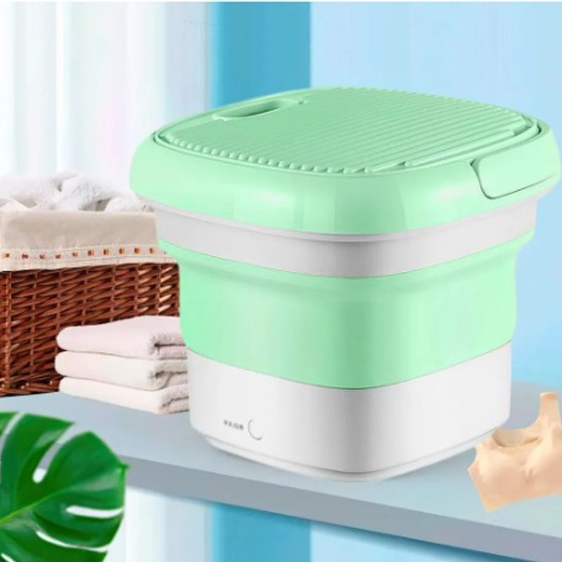 Складная стиральная машина MAXTOP silicon washing machine, Портативная стиралка ведро. Цвет: зеленый