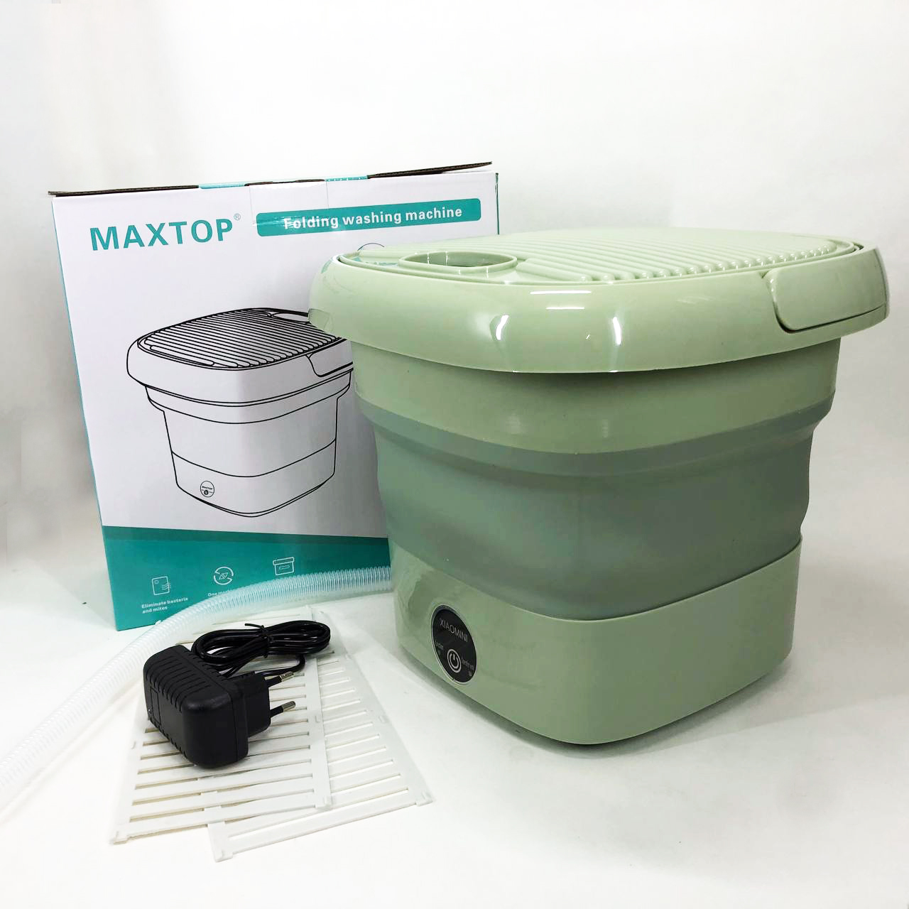 Складная стиральная машина MAXTOP silicon washing machine, Портативная стиралка ведро. Цвет: зеленый