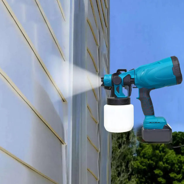 Краскопульт аккумуляторный Krafftec 48V/2Ah, 600 W, 800 мл, краскораспылитель портативный, 2 аккумулятора