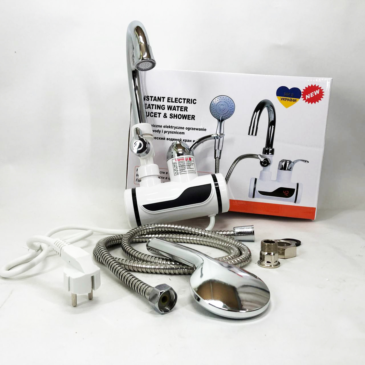 Электрический водонагреватель с душем DIGITAL Shower WF-013 мини бойлер, Проточный кран водонагреватель