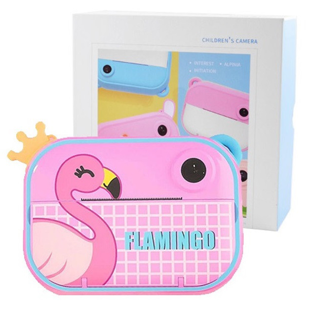 Детский фотоаппарат мгновенной печати YT008 PINK FLAMINGO с поддержкой microSD