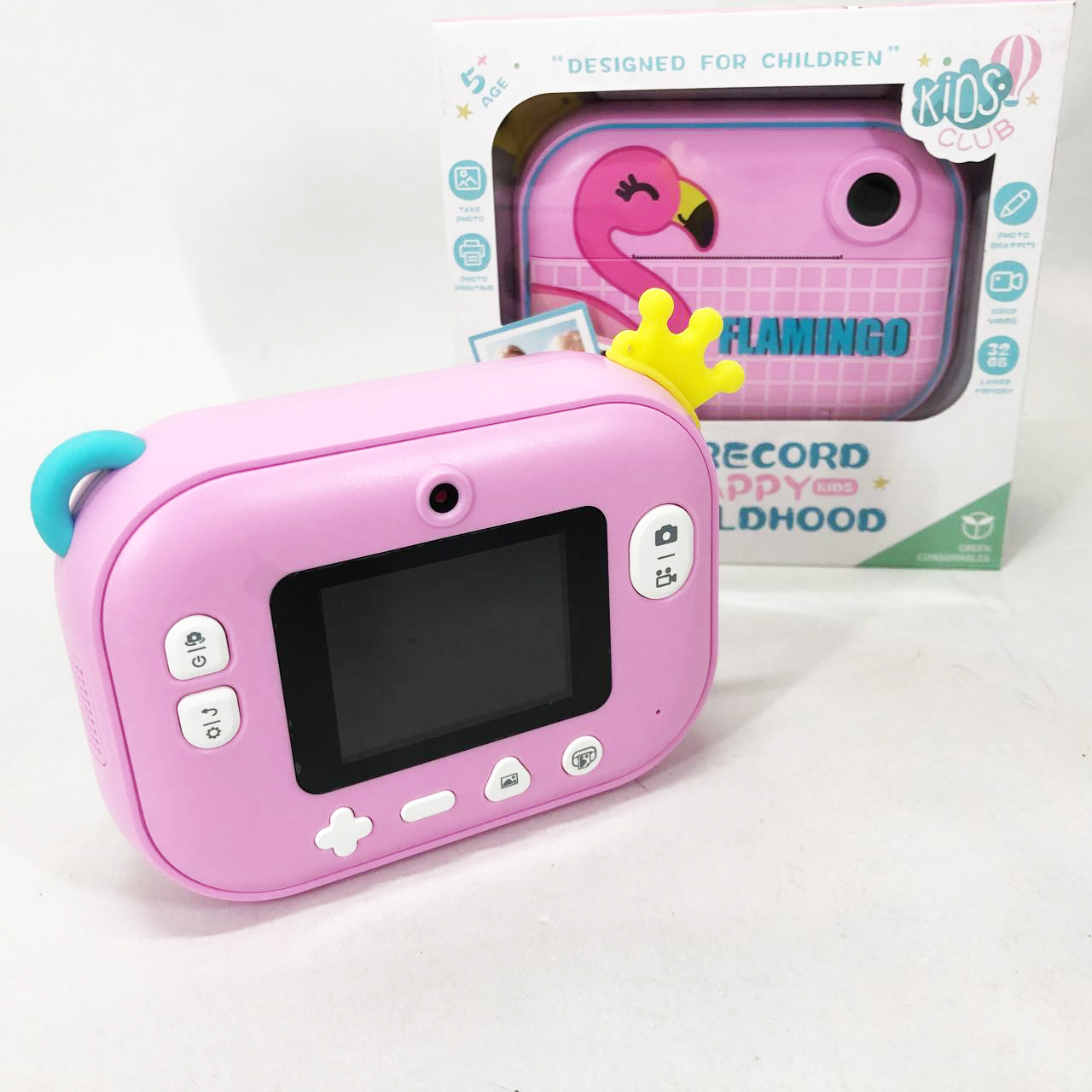 Детский фотоаппарат мгновенной печати YT008 PINK FLAMINGO с поддержкой microSD