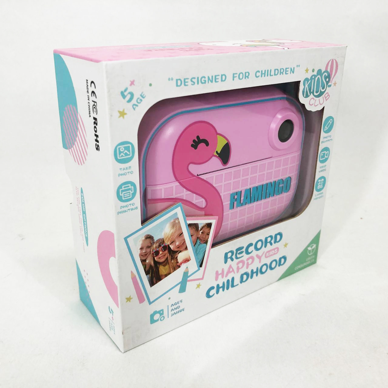 Детский фотоаппарат мгновенной печати YT008 PINK FLAMINGO с поддержкой microSD