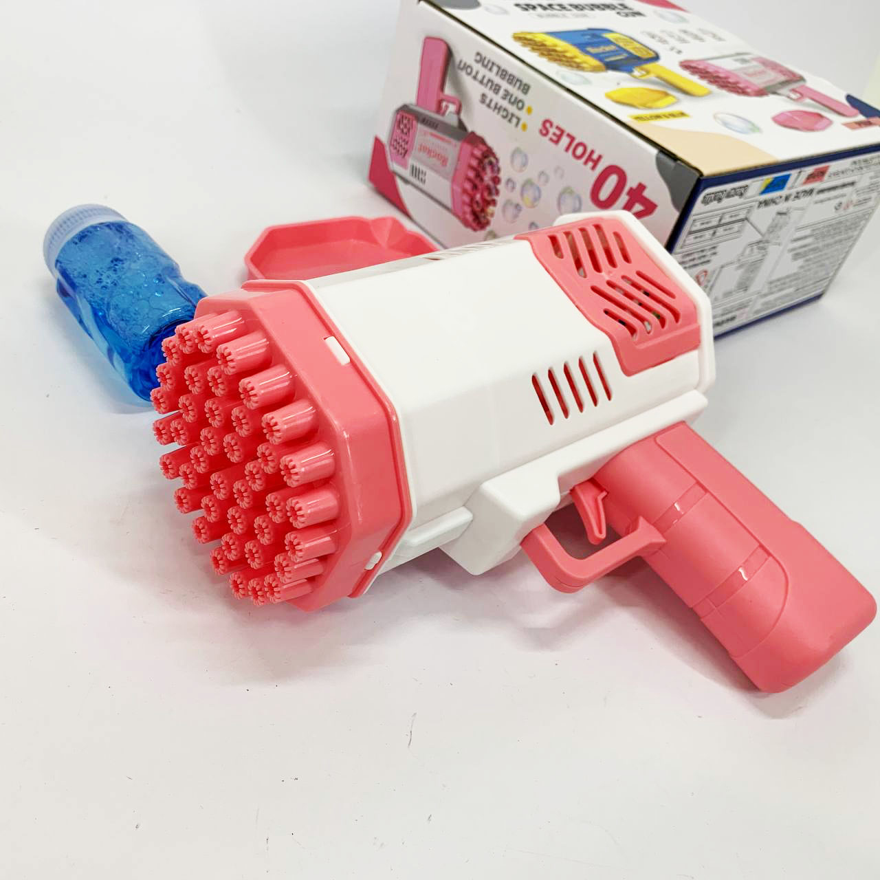 Детский пистолет мыльные пузыри Rocket Bubble Gun 15,8 см автоматический. Цвет: розовый