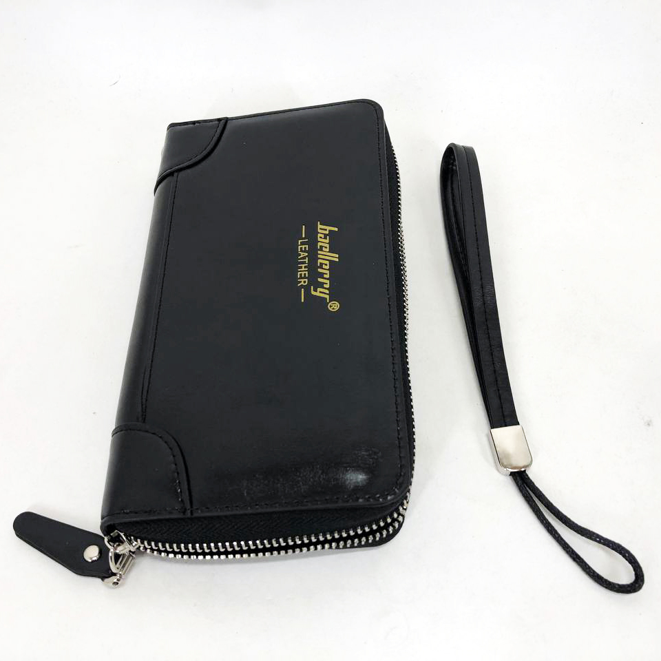 Кошелек кожаный мужской Baellerry leather black, кошелек мужской для карточек. Цвет: черный