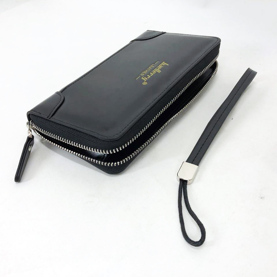Кошелек кожаный мужской Baellerry leather black, кошелек мужской для карточек. Цвет: черный
