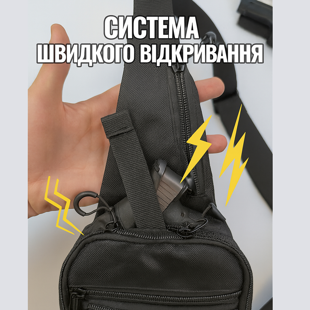 Тактическая мужская сумка с кобурой Cordura 1000D – 6 карманов, черный