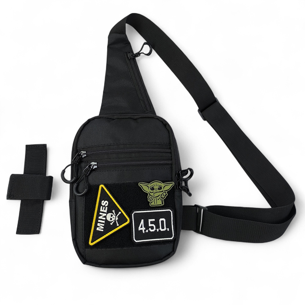 Тактическая мужская сумка с кобурой Cordura 1000D – 6 карманов, черный