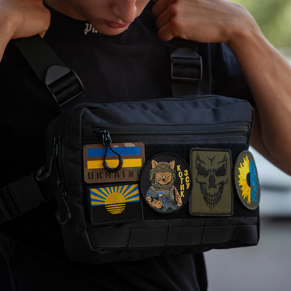 Нагрудная сумка для патчей и шевронов 5 карманов | MOLLE, мужская сумка тактическая
