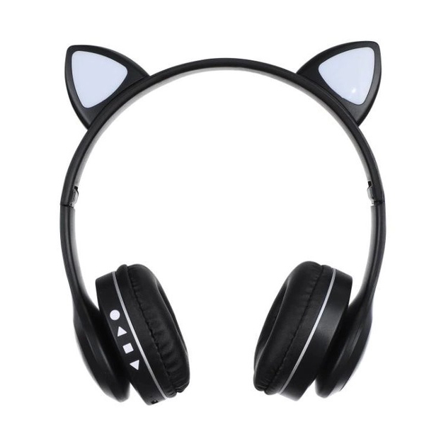 Беспроводные наушники с кошачьими ушками и RGB подсветкой Cat VZV 23M. Цвет: черный
