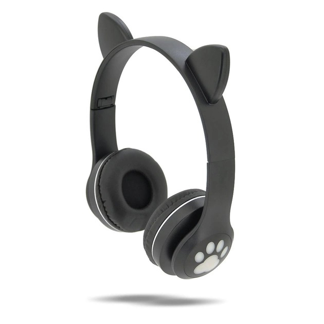 Беспроводные наушники с кошачьими ушками и RGB подсветкой Cat VZV 23M. Цвет: черный