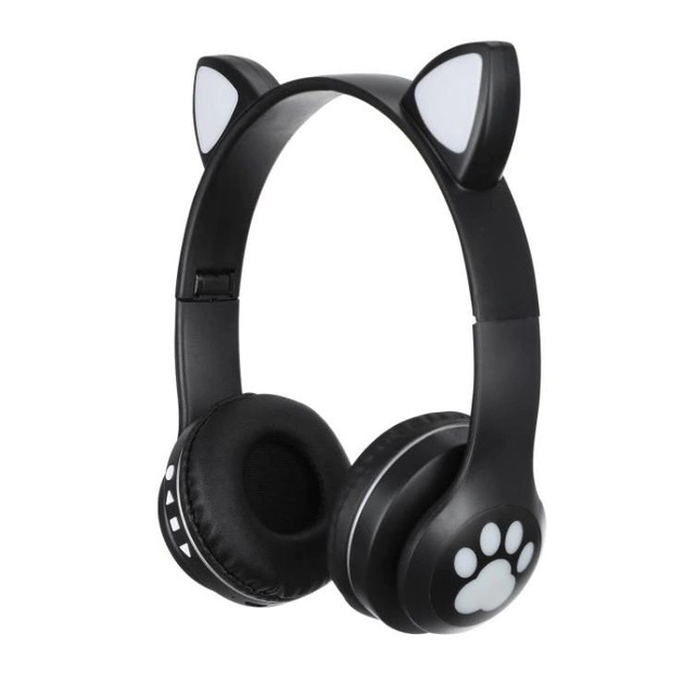 Беспроводные наушники с кошачьими ушками и RGB подсветкой Cat VZV 23M. Цвет: черный