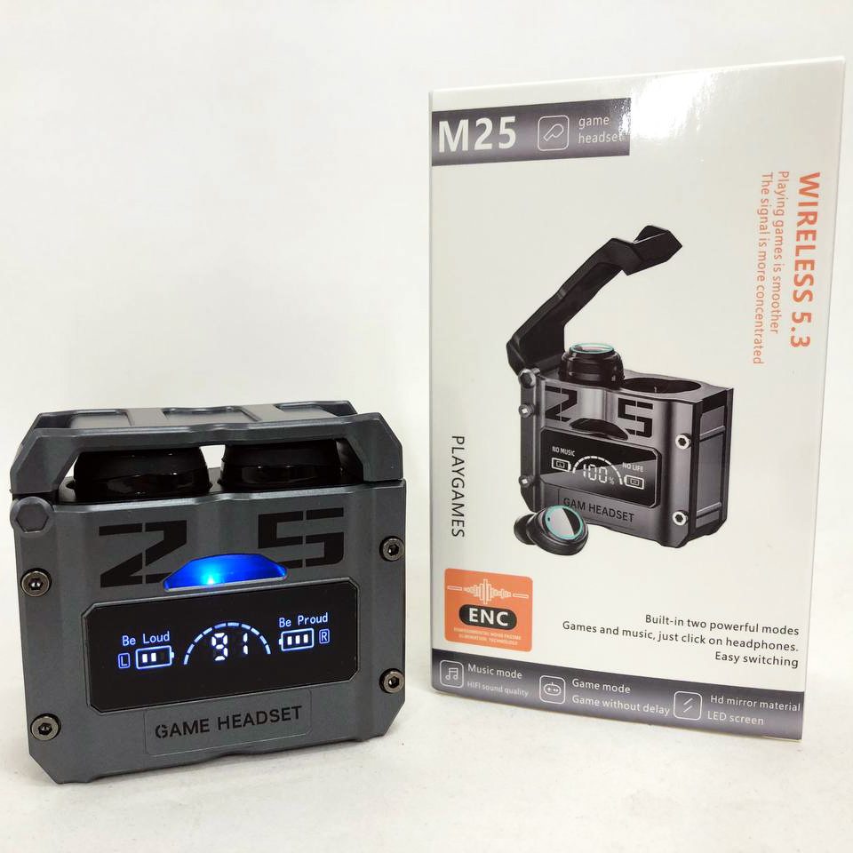 Беспроводные наушники M25, Bluetooth 5.3, механические армированные двойного режима игровые