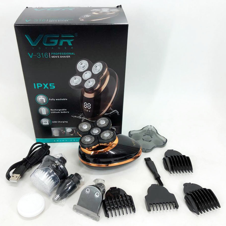 Электробритва VGR V-316, триммер для усов и бороды, аккумуляторная мужская бритва, триммер беспроводной
