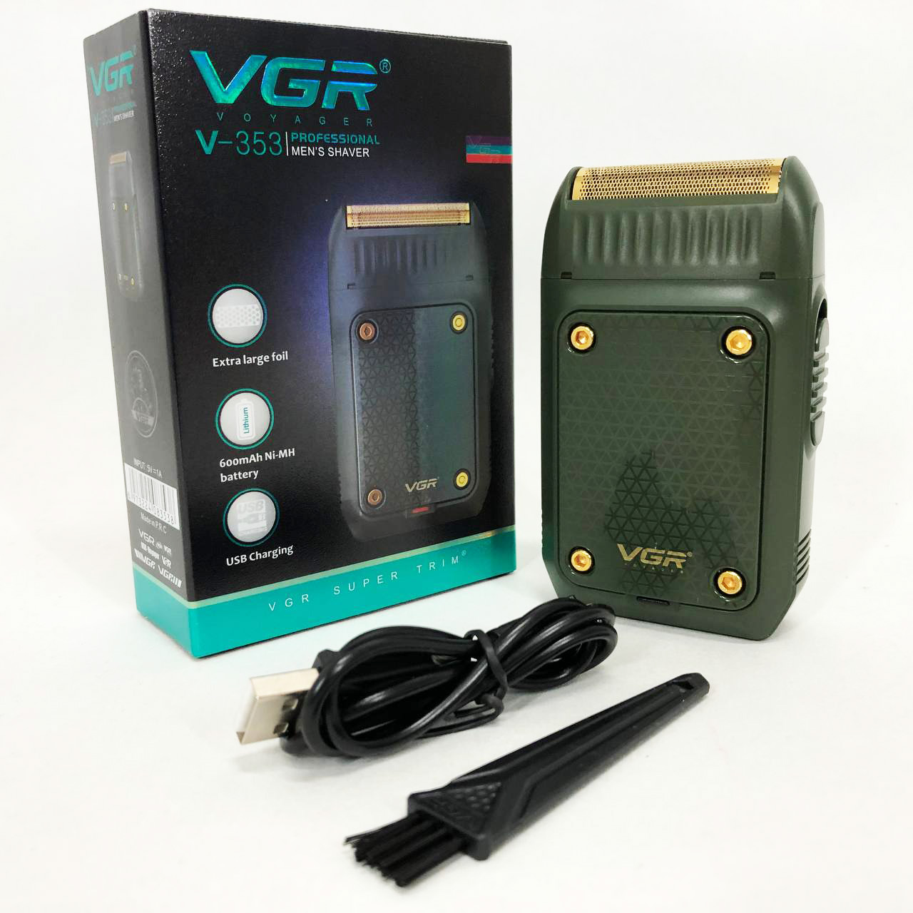 Электробритва портативная VGR V-353 профессиональная бритва шейвер для бритья триммер. Цвет: зеленый