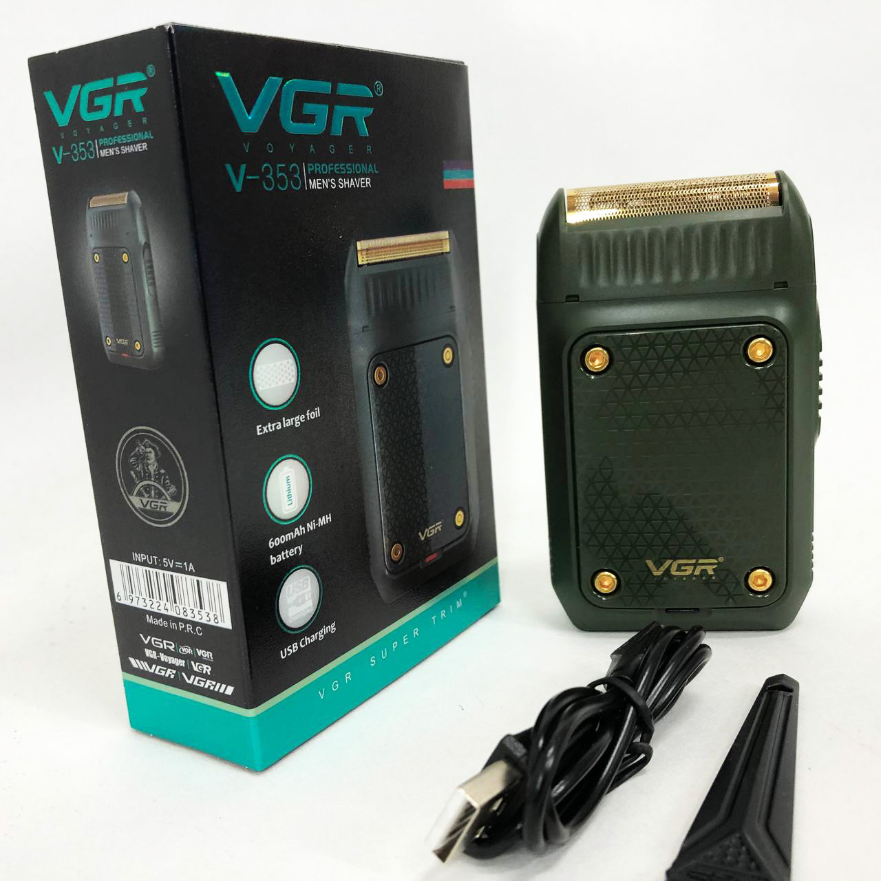 Электробритва портативная VGR V-353 профессиональная бритва шейвер для бритья триммер. Цвет: зеленый