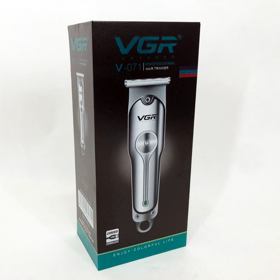 Машинка для стрижки волос аккумуляторная VGR V-071 триммер для бороды и усов, окантовочная машинка