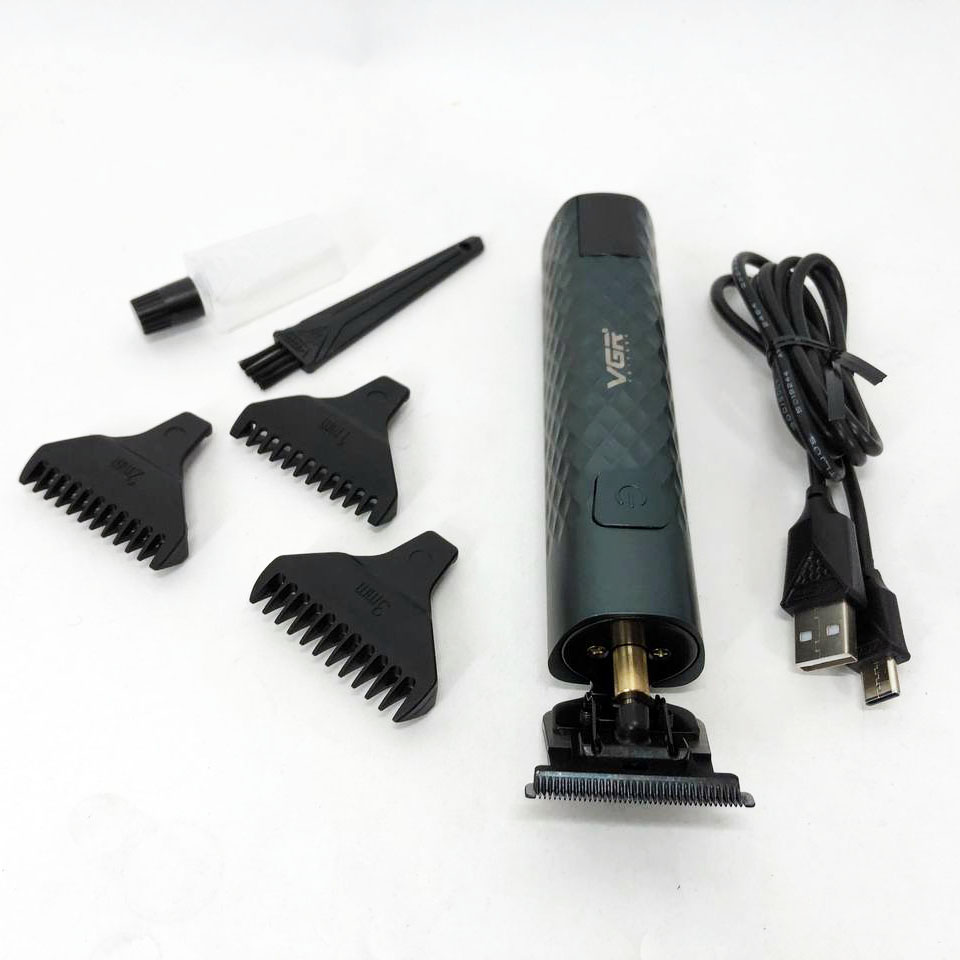 Триммер для стрижки волос, усов, бороды VGR V-077 с USB зарядкой, корпус металл, триммер беспроводной