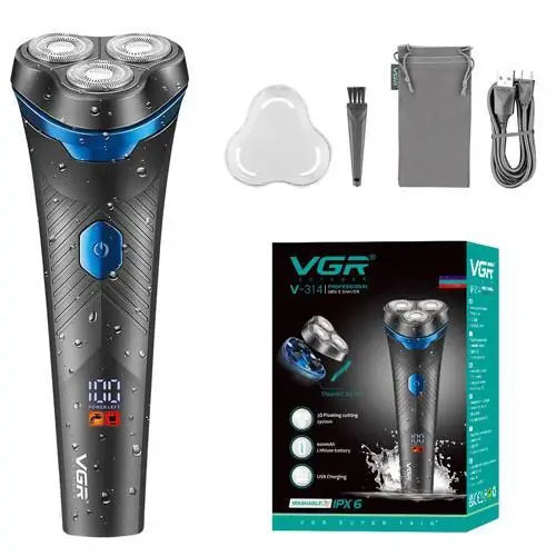 Электробритва VGR V-314 для мужчин, роторная для влажного и сухого бритья, машинка мужская для бритья