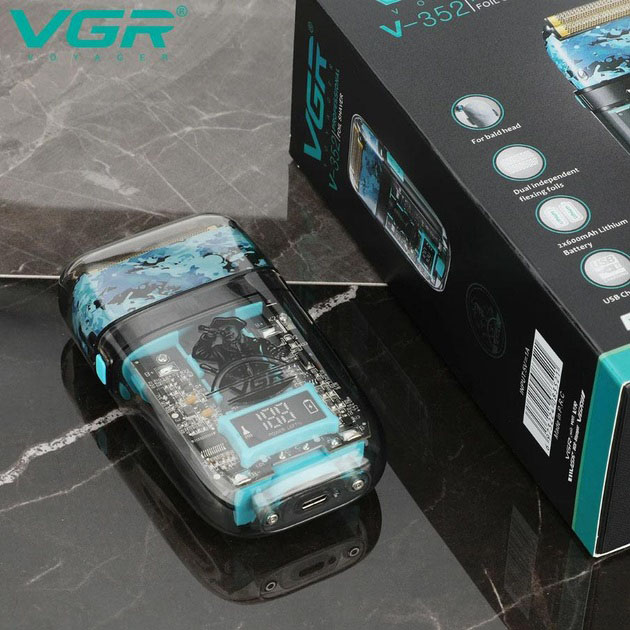 Аккумуляторная мужская электробритва VGR V-352 для бритья бороды и усов шейвер для идеальной гладкости