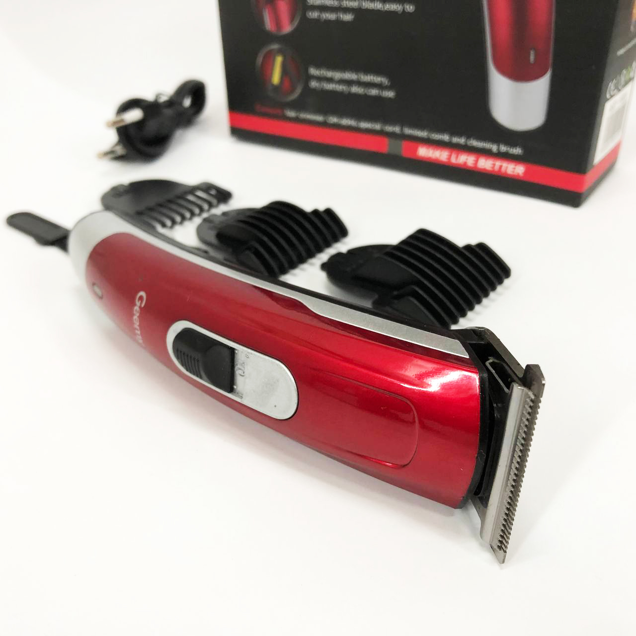 Машинка для стрижки волос Gemei GM-6046, Машинка для стрижки волос и бритья. Цвет: красный