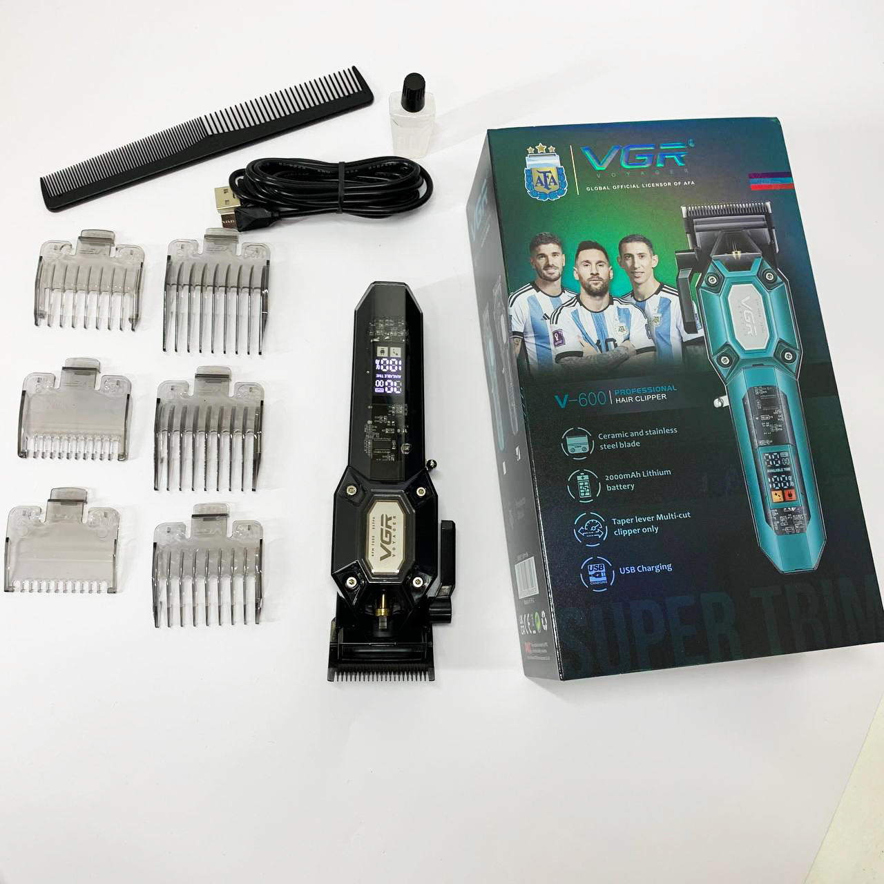 Аккумуляторная машинка для стрижки VGR V-600. Цвет: черный