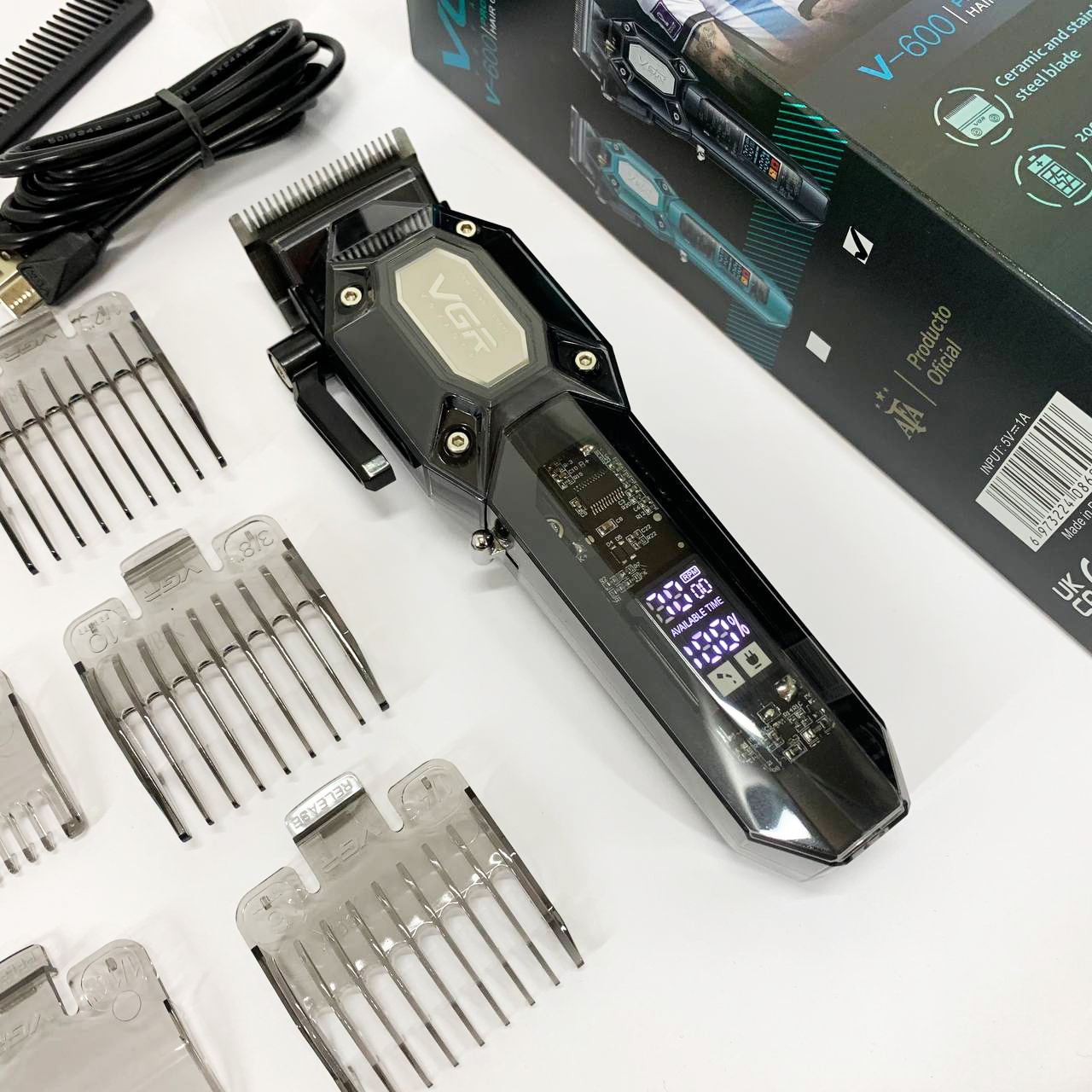 Аккумуляторная машинка для стрижки VGR V-600. Цвет: черный