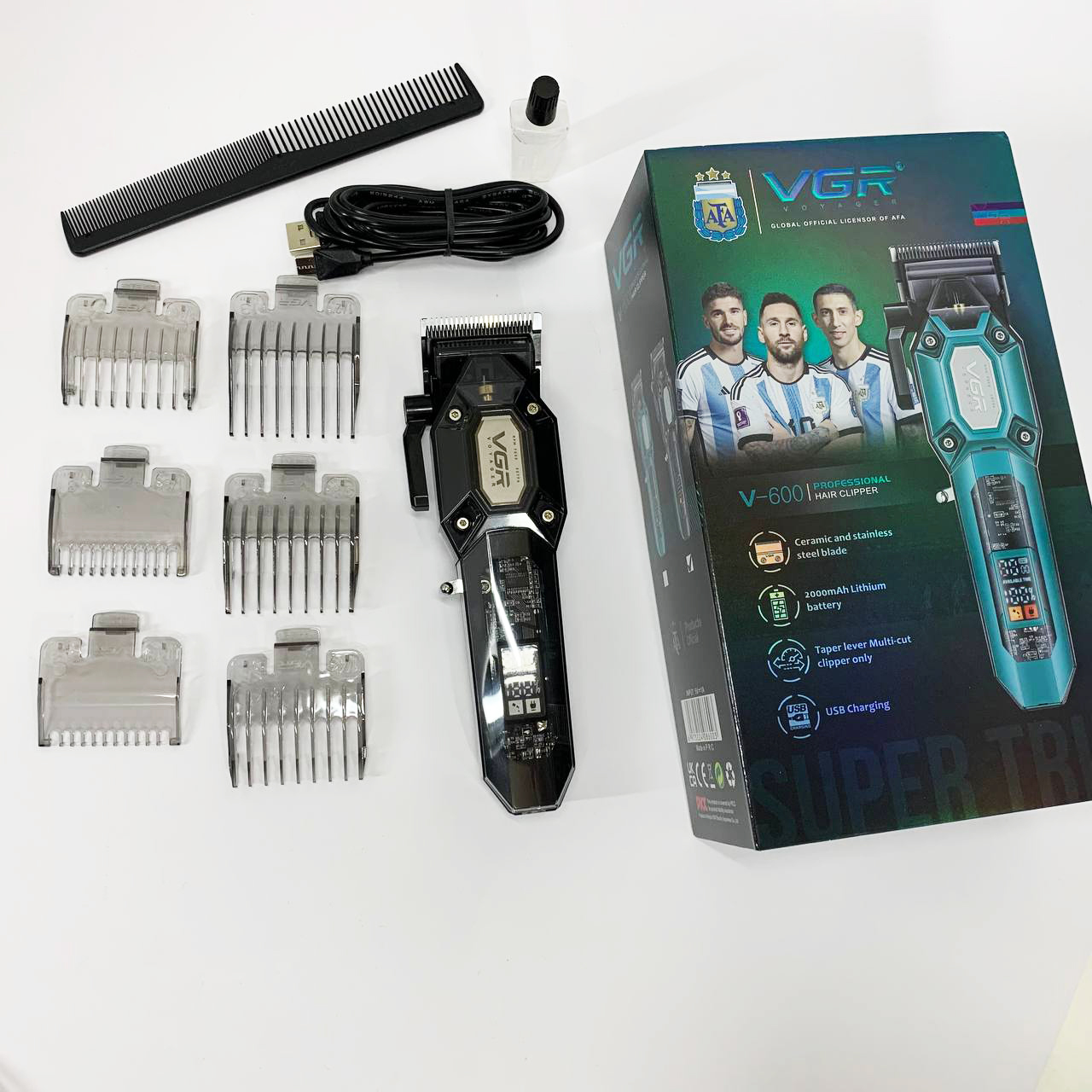 Аккумуляторная машинка для стрижки VGR V-600. Цвет: черный