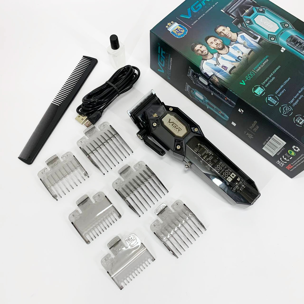 Аккумуляторная машинка для стрижки VGR V-600. Цвет: черный