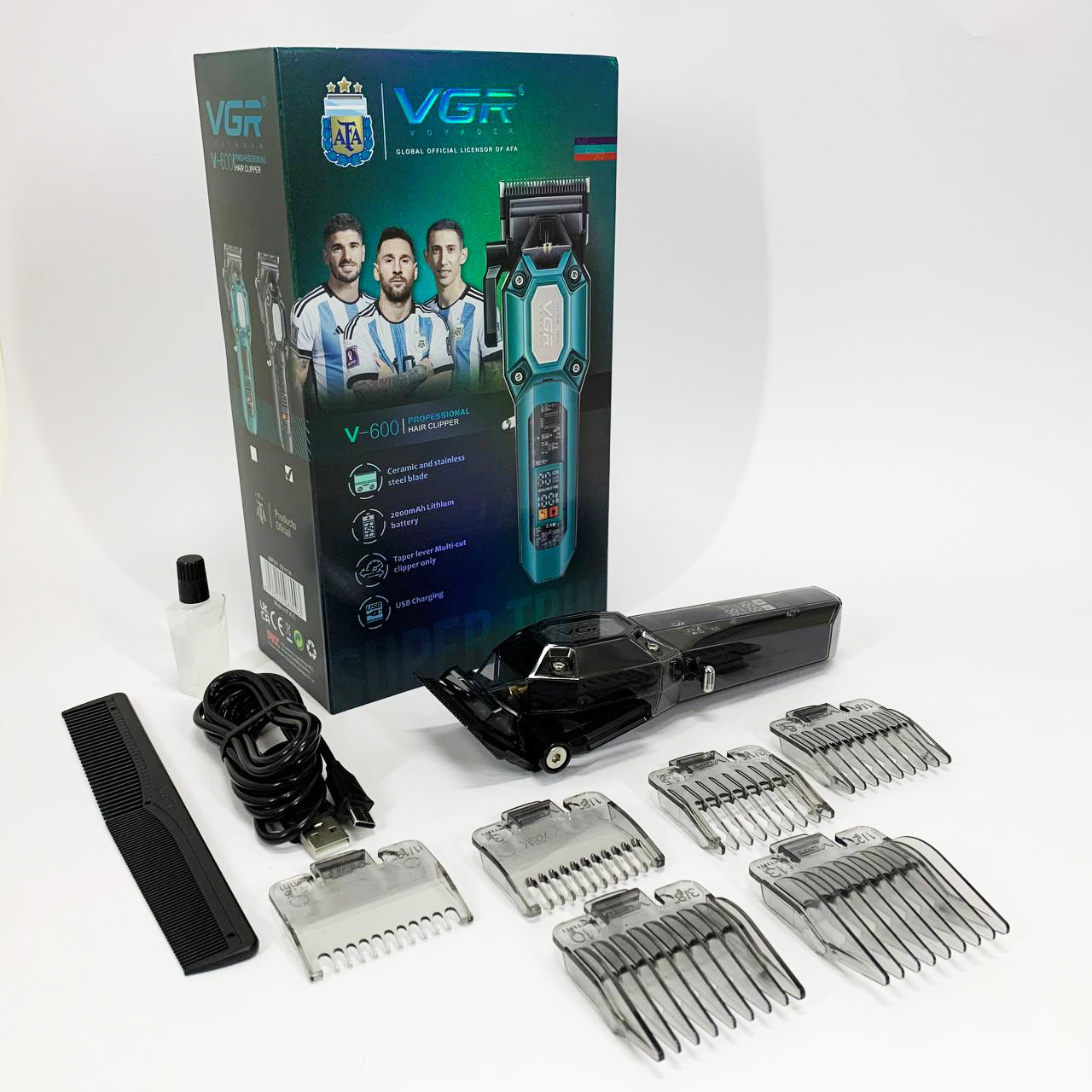 Аккумуляторная машинка для стрижки VGR V-600. Цвет: черный