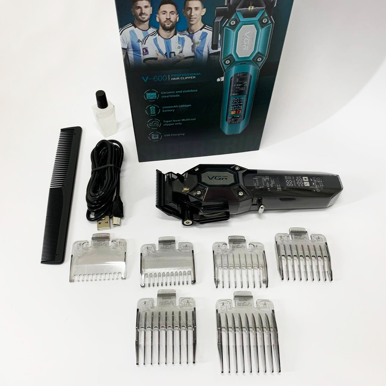 Аккумуляторная машинка для стрижки VGR V-600. Цвет: черный