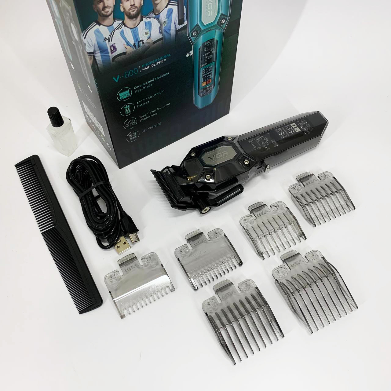 Аккумуляторная машинка для стрижки VGR V-600. Цвет: черный