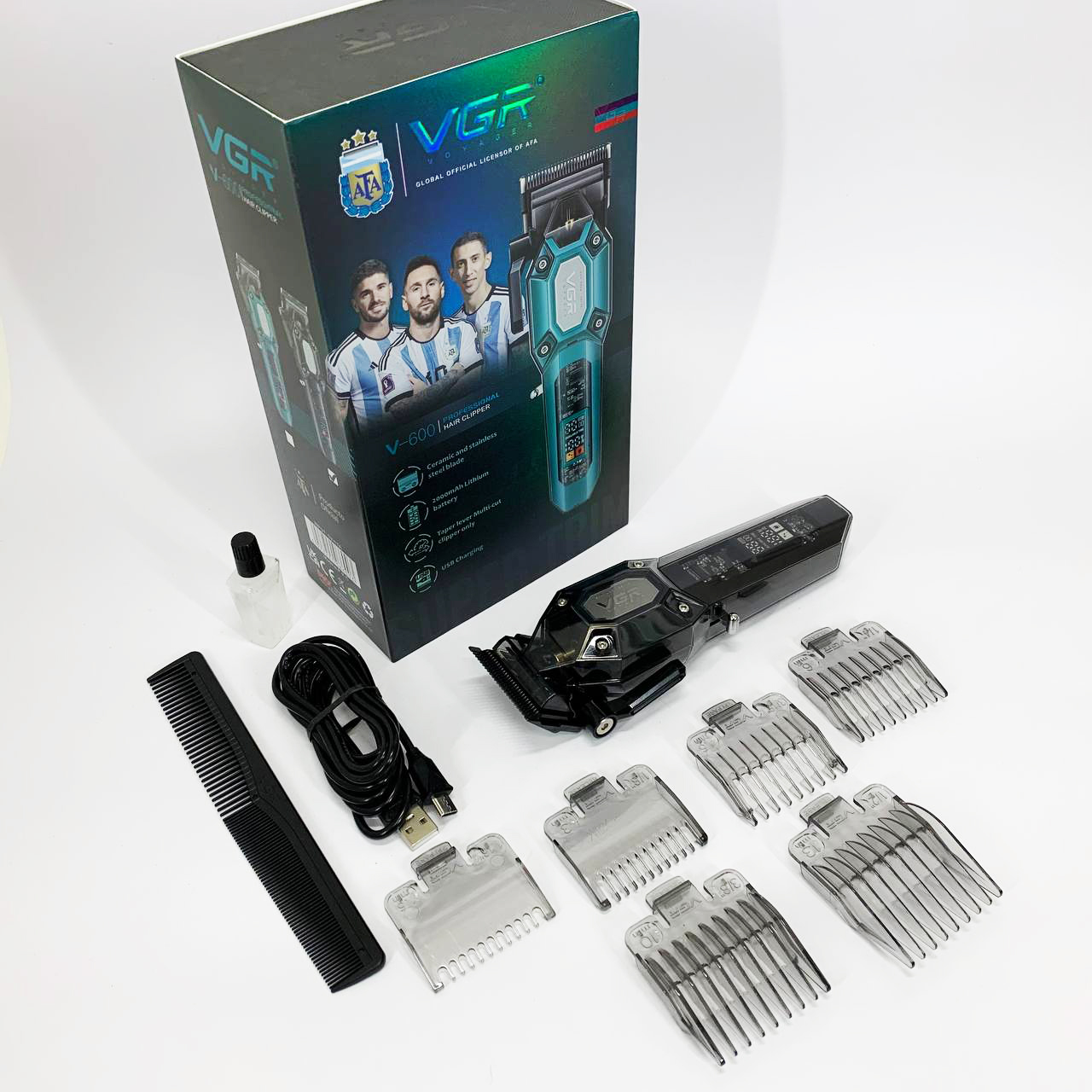 Аккумуляторная машинка для стрижки VGR V-600. Цвет: черный