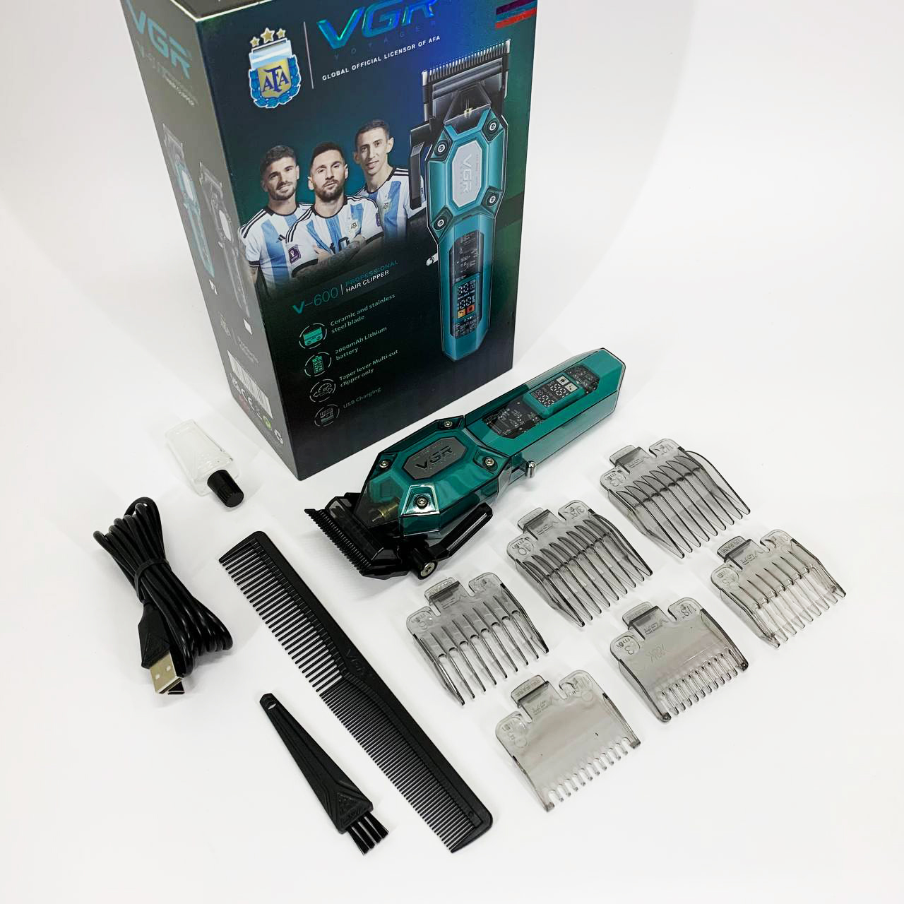 Аккумуляторная машинка для стрижки VGR V-600. Цвет: зеленый
