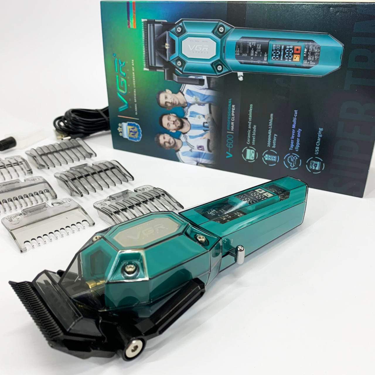Аккумуляторная машинка для стрижки VGR V-600. Цвет: зеленый