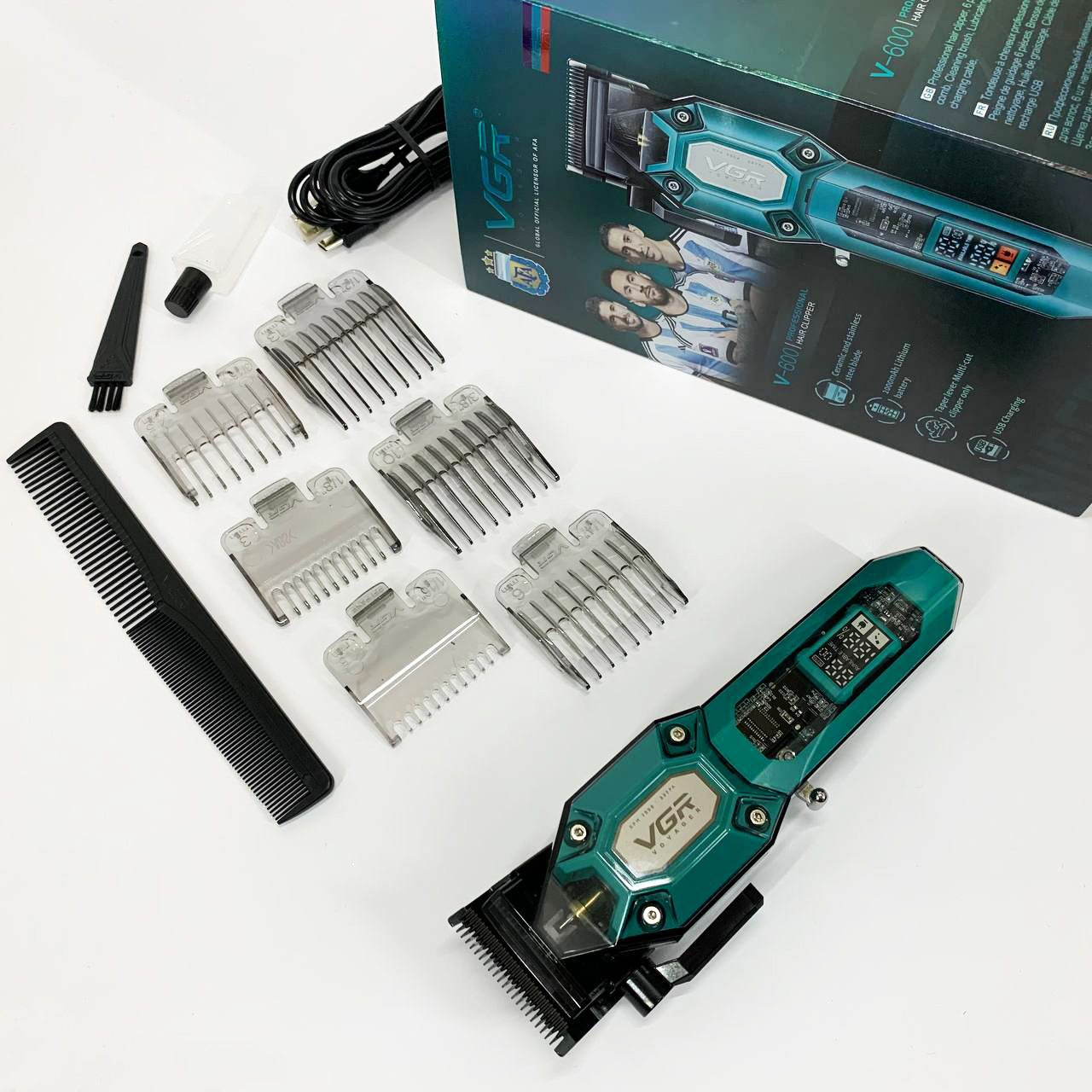 Аккумуляторная машинка для стрижки VGR V-600. Цвет: зеленый