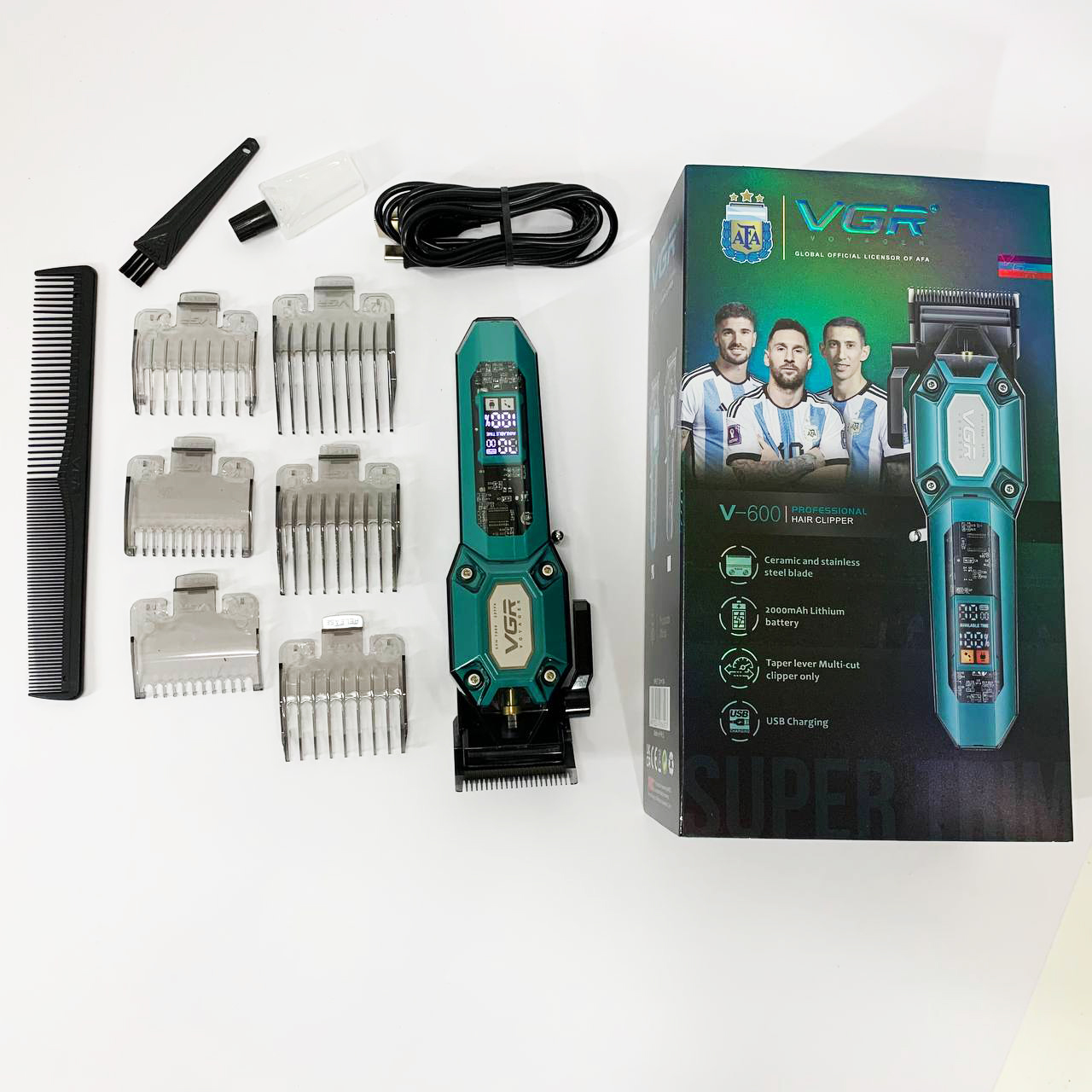 Аккумуляторная машинка для стрижки VGR V-600. Цвет: зеленый