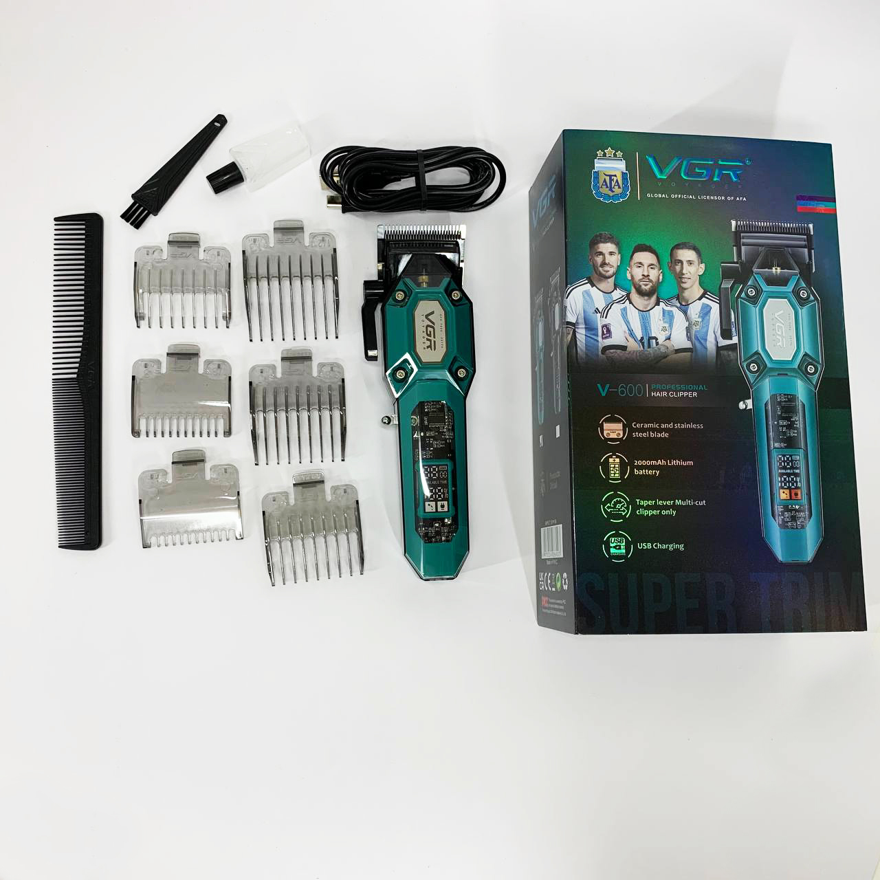 Аккумуляторная машинка для стрижки VGR V-600. Цвет: зеленый