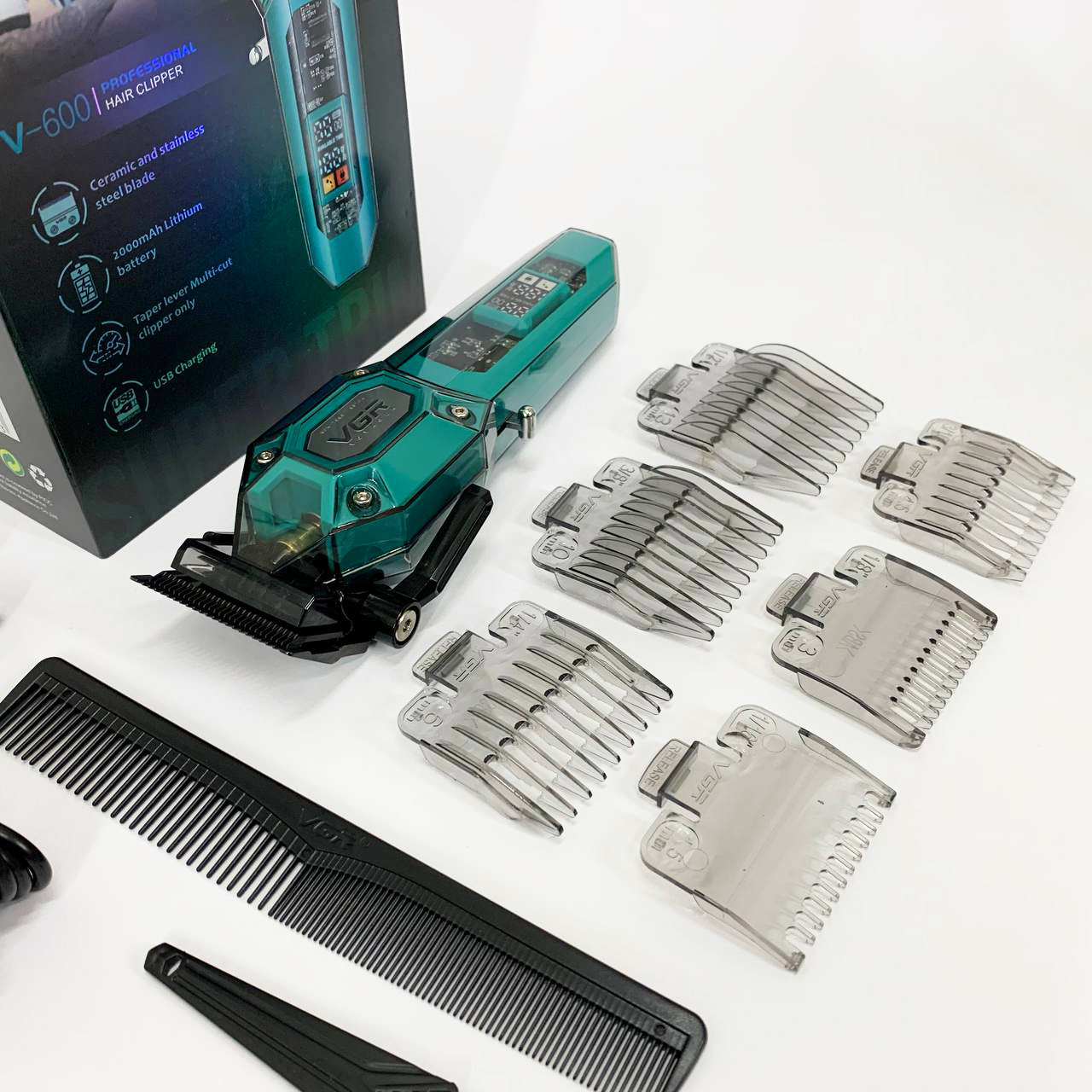 Аккумуляторная машинка для стрижки VGR V-600. Цвет: зеленый