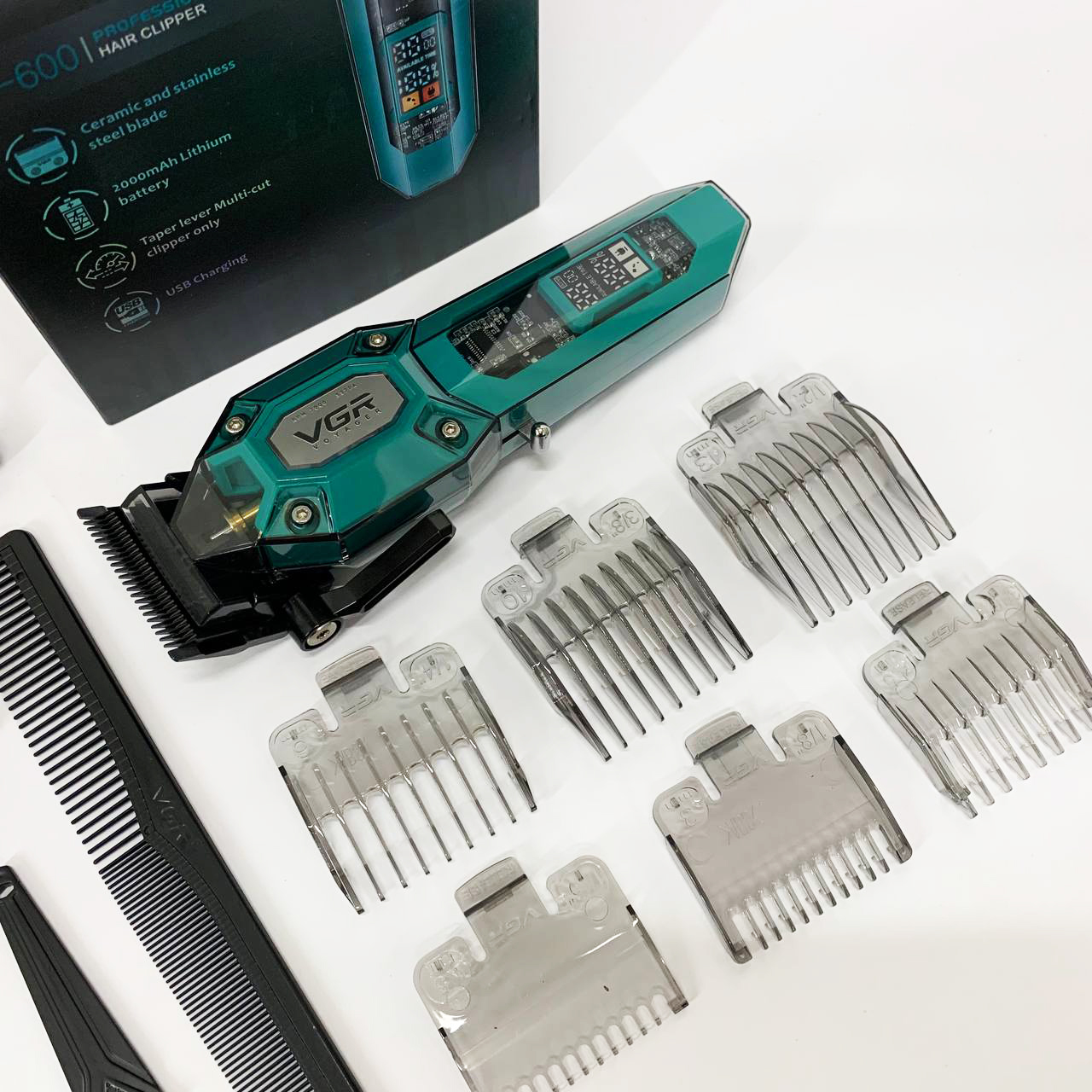 Аккумуляторная машинка для стрижки VGR V-600. Цвет: зеленый
