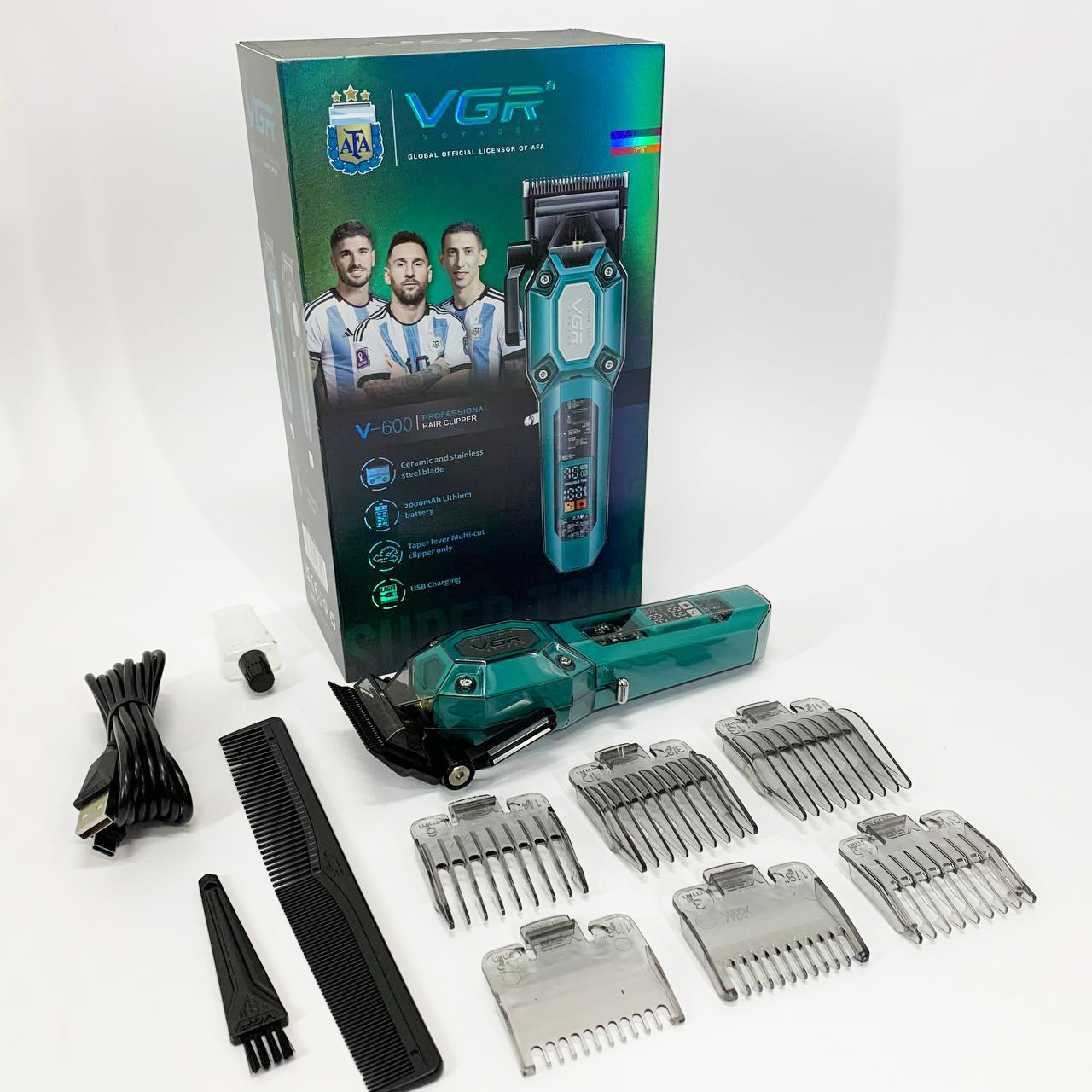 Аккумуляторная машинка для стрижки VGR V-600. Цвет: зеленый