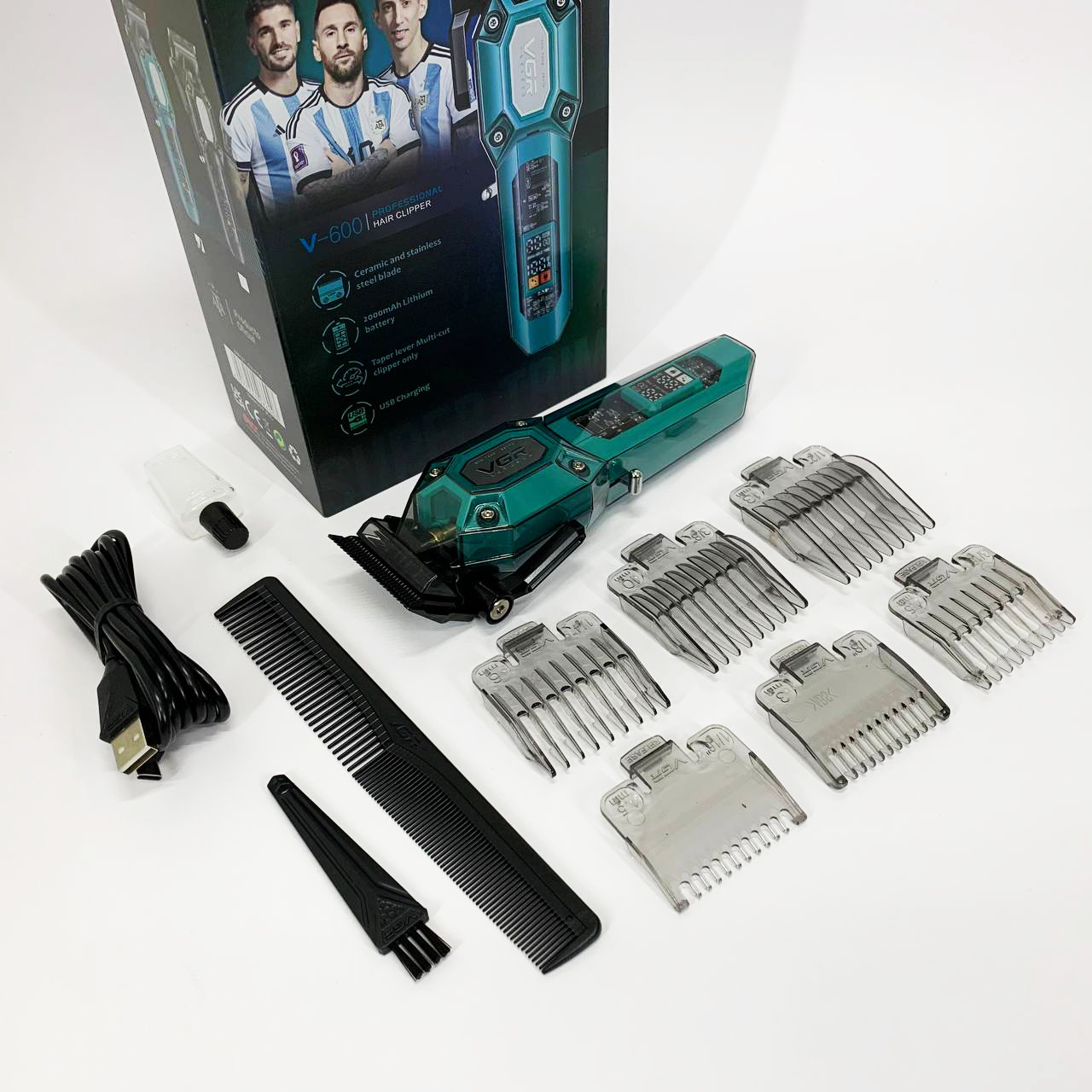 Аккумуляторная машинка для стрижки VGR V-600. Цвет: зеленый