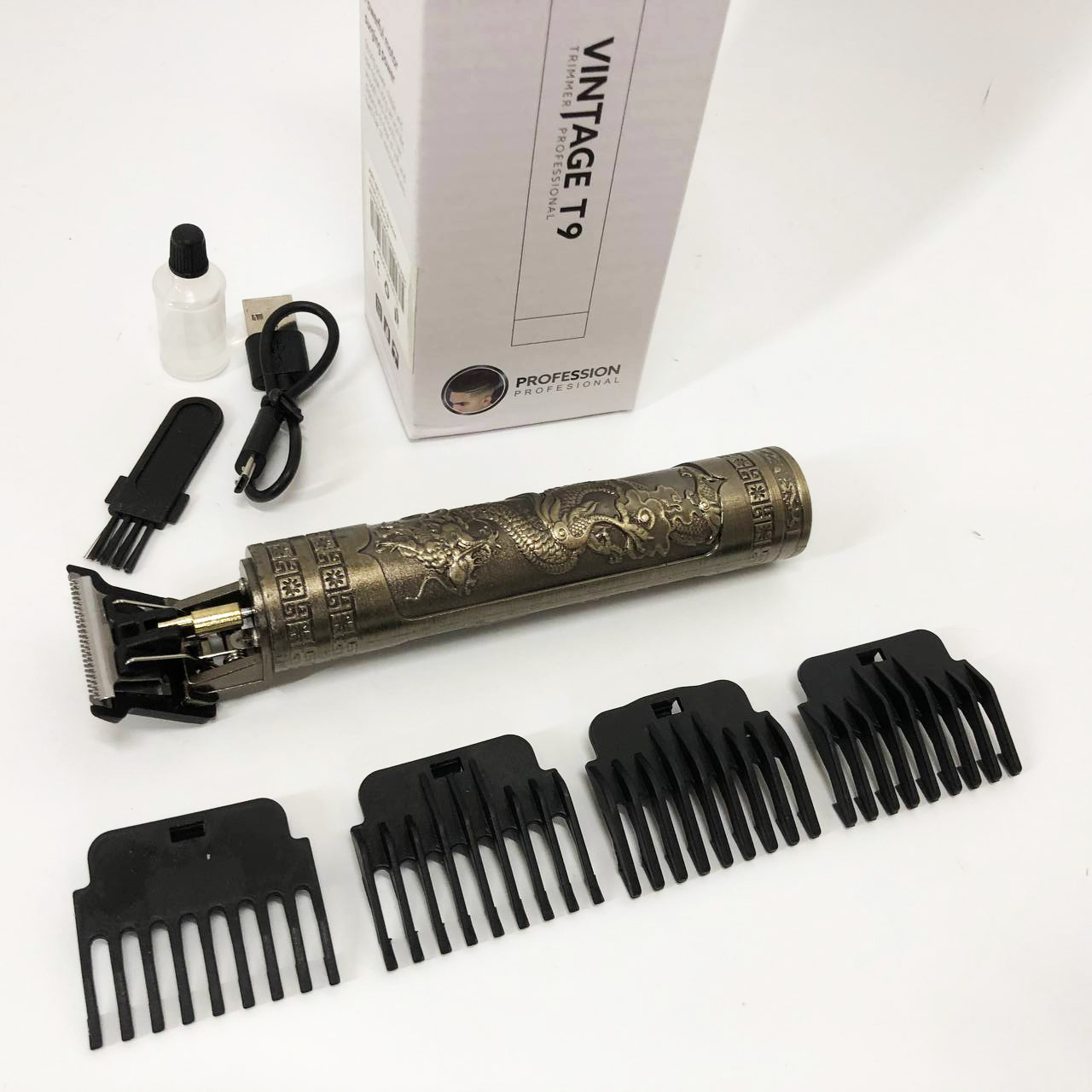 Машинка для стрижки волос Vintage T9-1 BRONZE 4 насадки