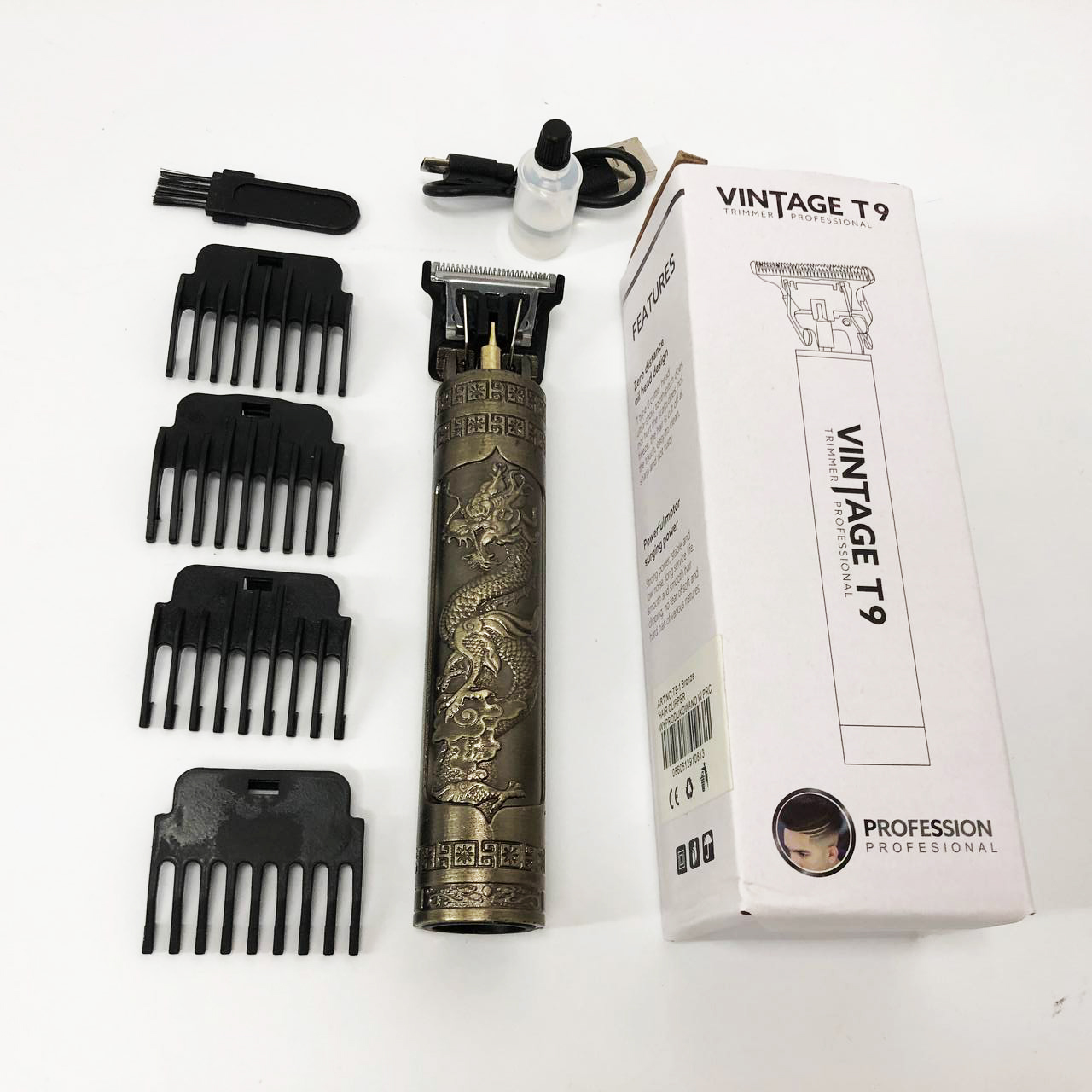 Машинка для стрижки волос Vintage T9-1 BRONZE 4 насадки